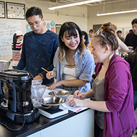 uc davis students working in the coffee research lab