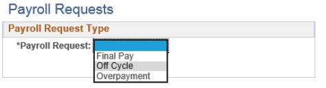 Pay Request Type Dropdown