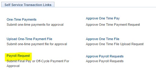 Self Service Transaction Type