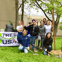 uc davis students involved in tree campus usa event