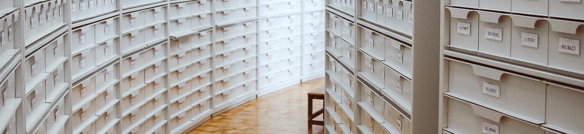 corridor of filing cabinets